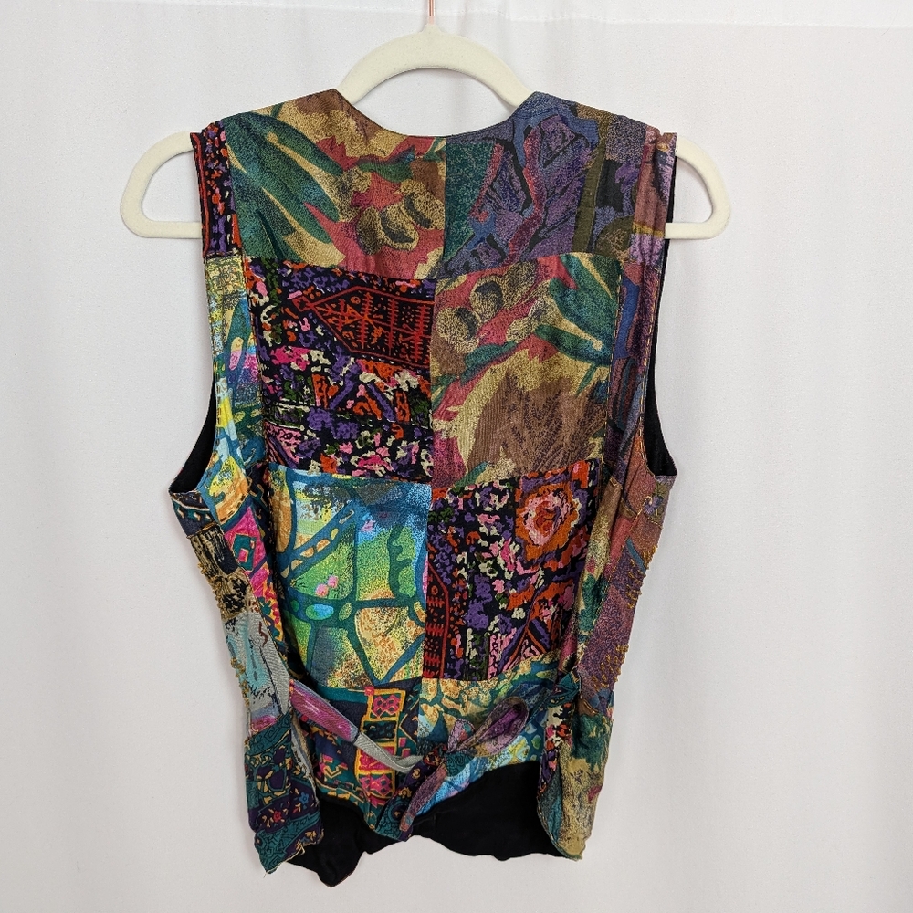 Vintage Patchwork Vest Beaded - image 2